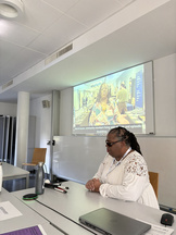 Ingrid Palmer presenting her documentary.