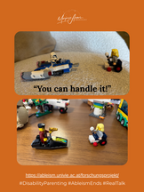 "You can handle it." LEGO fighters, one of them a stormtrooper, opposing a LEGO figure with long blond hair holding icecream in a wheelchair.